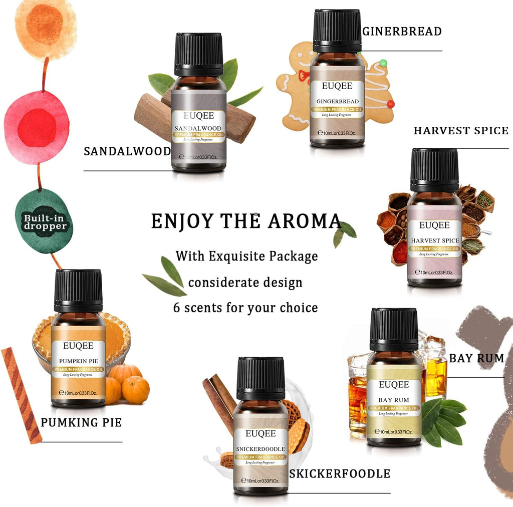 6PCS Spice Autumn Fragrance Oil Set, Scented Oils for Candle Making | Halloween Fragrance Oils for