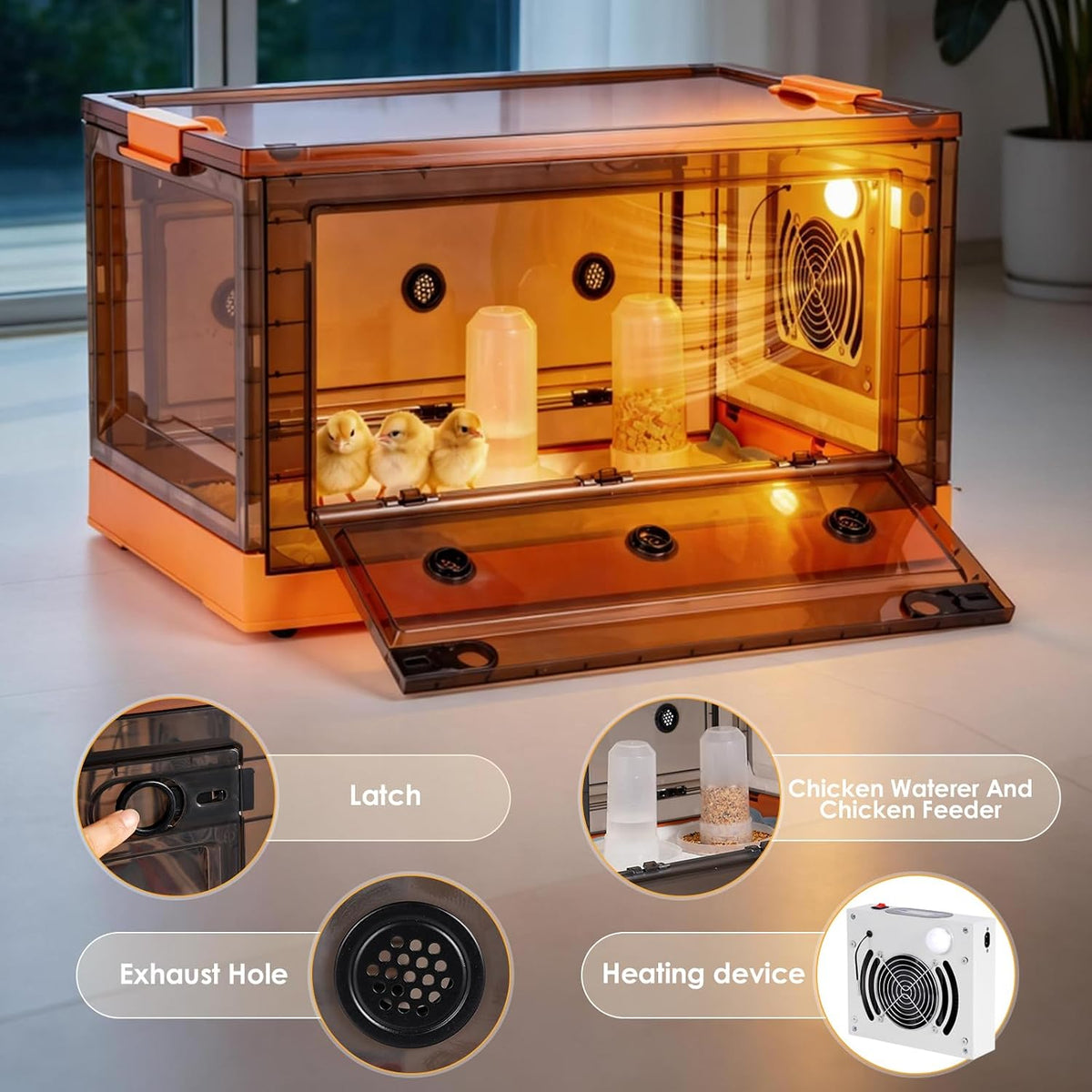 Chicken Brooder Box for Chicks with Chicken Coop Heater, Smart Temperature Control Chicken Brooder Heater, Chick