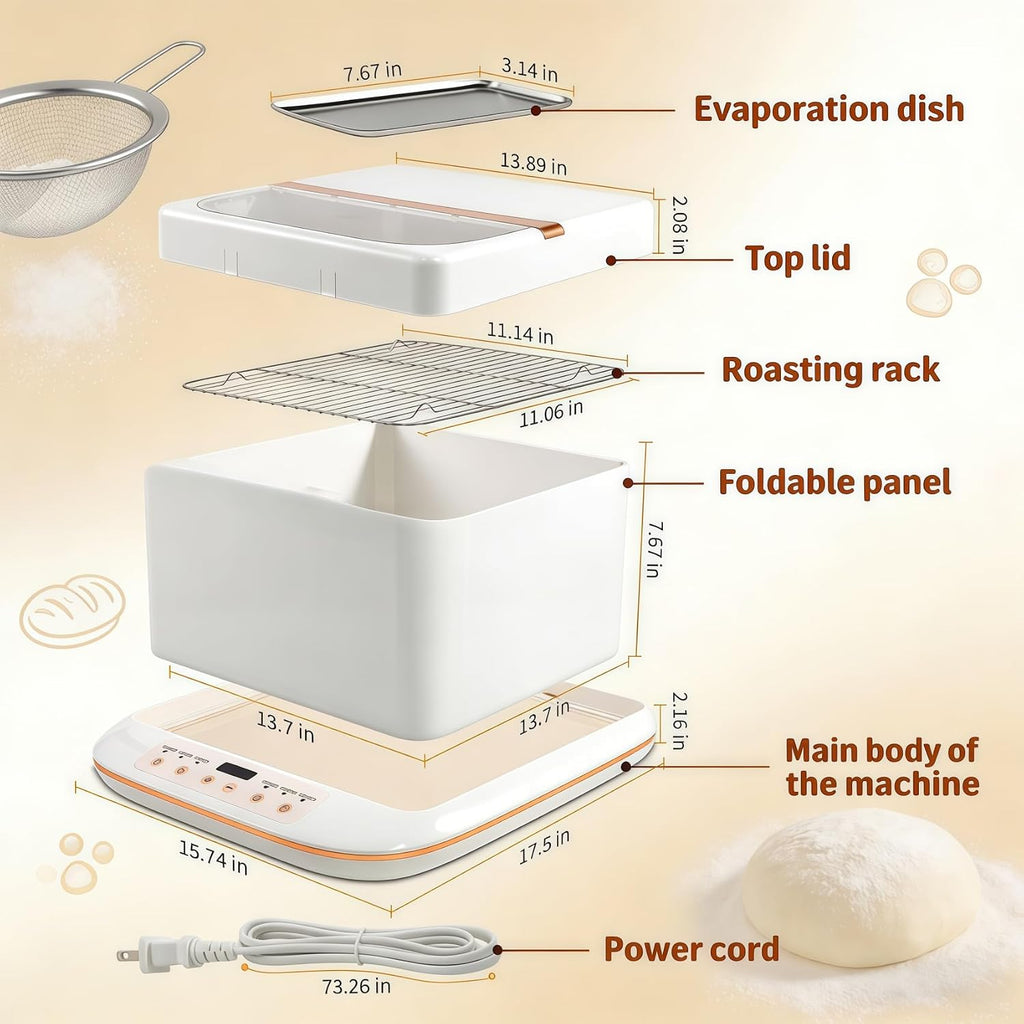 Folding Proofer & Slow Cooker, Collapsible Dough Fermentation Box
