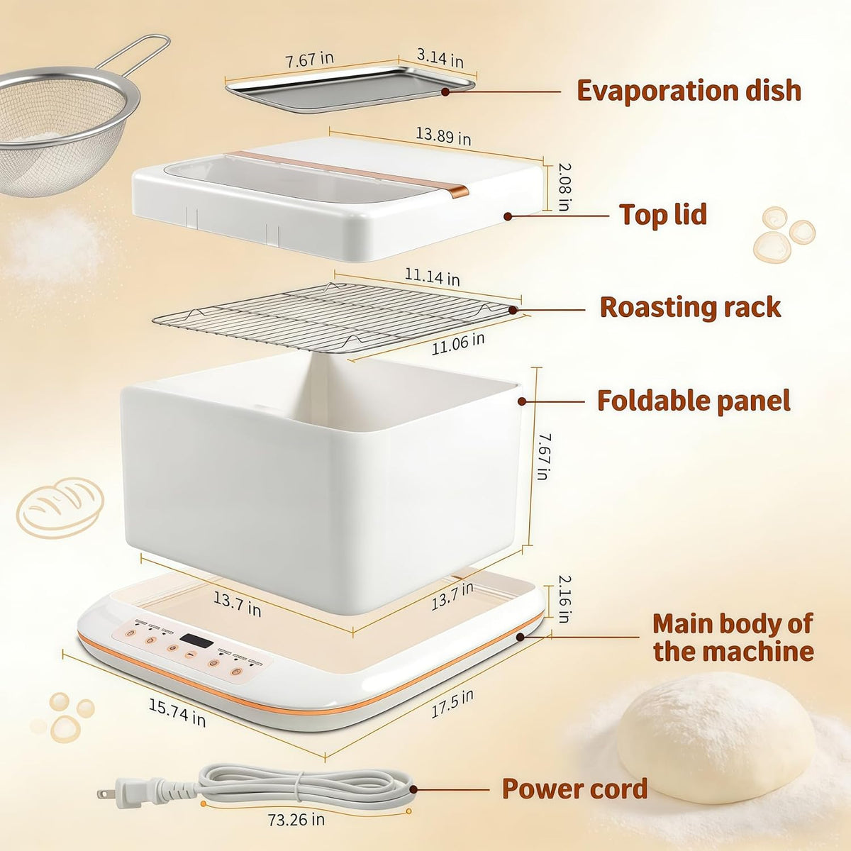 Folding Proofer & Slow Cooker, Collapsible Dough Fermentation Box