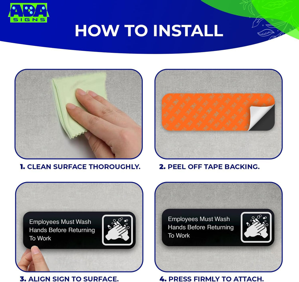 ADASigns Employees Must Wash Hands Before Returning to Work Sign 3 Pack