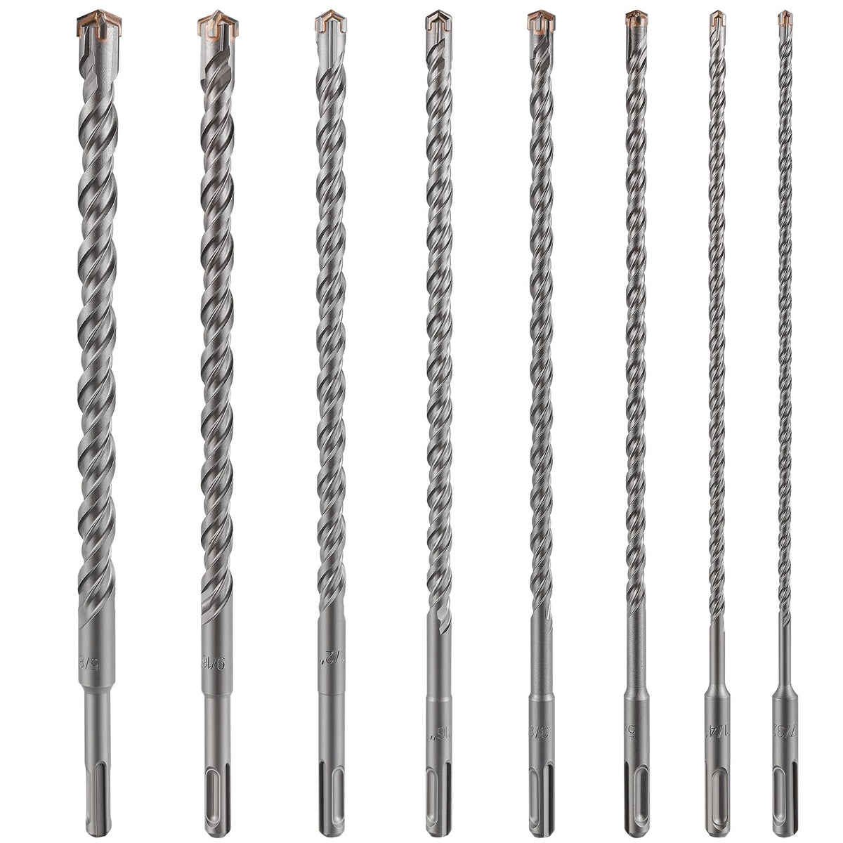 Wensilon 5pcs 5/32" X 8"-6" Cross-Type Double Thread Carbide Drill Bits for Concrete, Brick, Stone, Hammer Drill