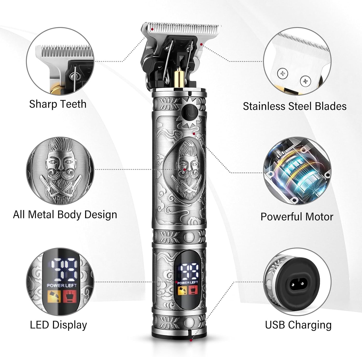 Professional Hair Clippers, Men's Beard Trimmer & Grooming Kit with Electric Razor, Clippers & Trimmers Set, Hair