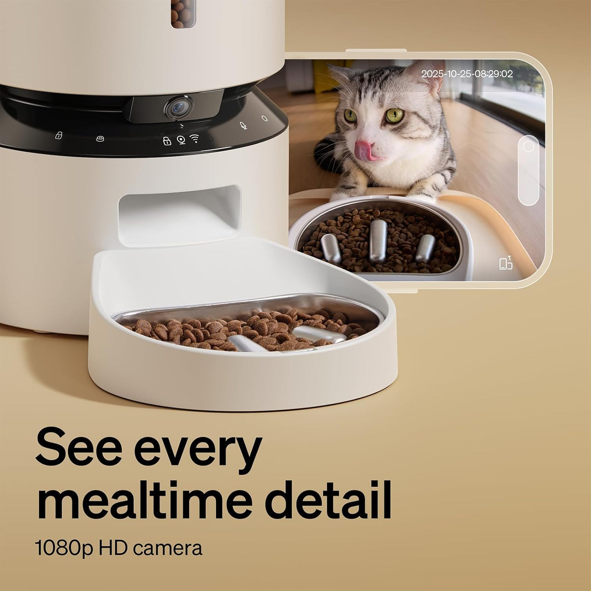 Automatic Cat Feeder with Camera, Auto Pet Food Dispenser Slow Feeder Dog Bowl, 1080P HD Video with Night Vision, 5G