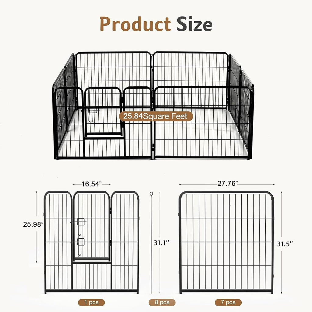 Dog Playpen 8 Panels 32 Inch Indoor Outdoor Metal Pet Fence