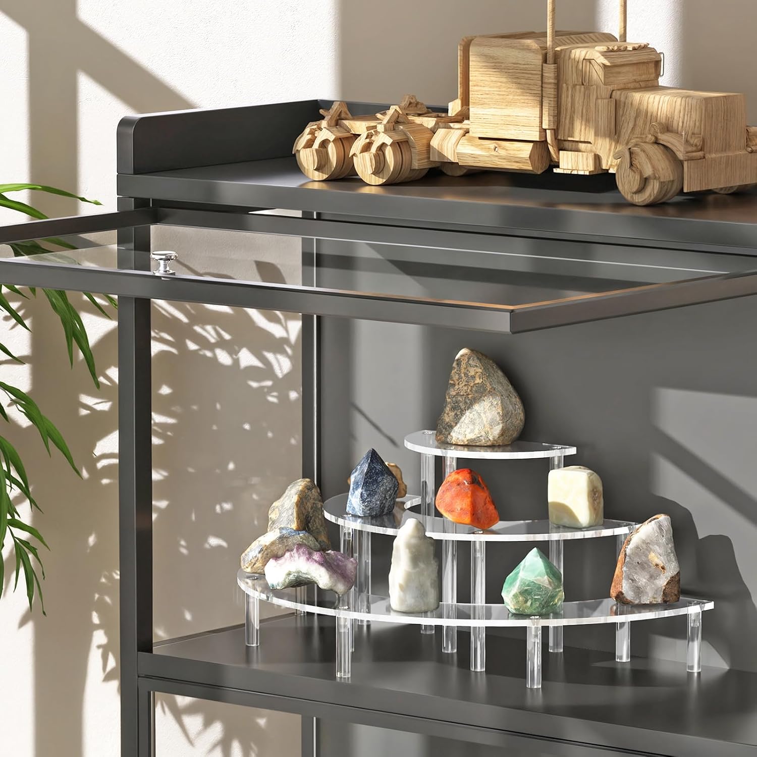 3 Tier Acrylic Display Risers 1 Pack, Half Moon Cupcake Stand | Clear Perfume Organizer, Dessert Stand for Display