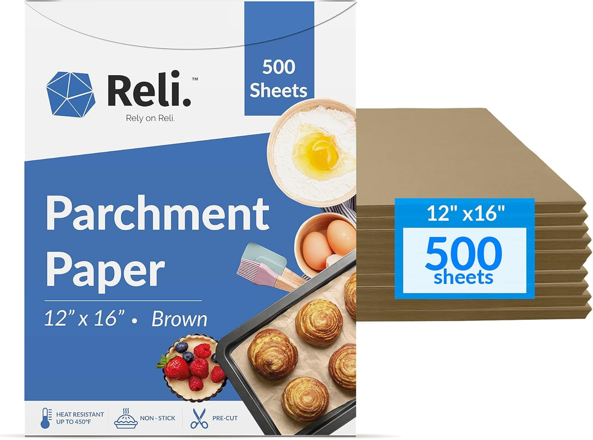 500 Pcs Parchment Paper Sheets, Bulk | 12x16 Inch | Brown