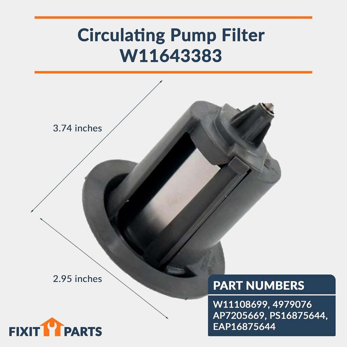 W11643383 Dishwasher Filter Replacement for Whirlpool, Kenmore, KitchenAid, Maytag - Replaces W11108699