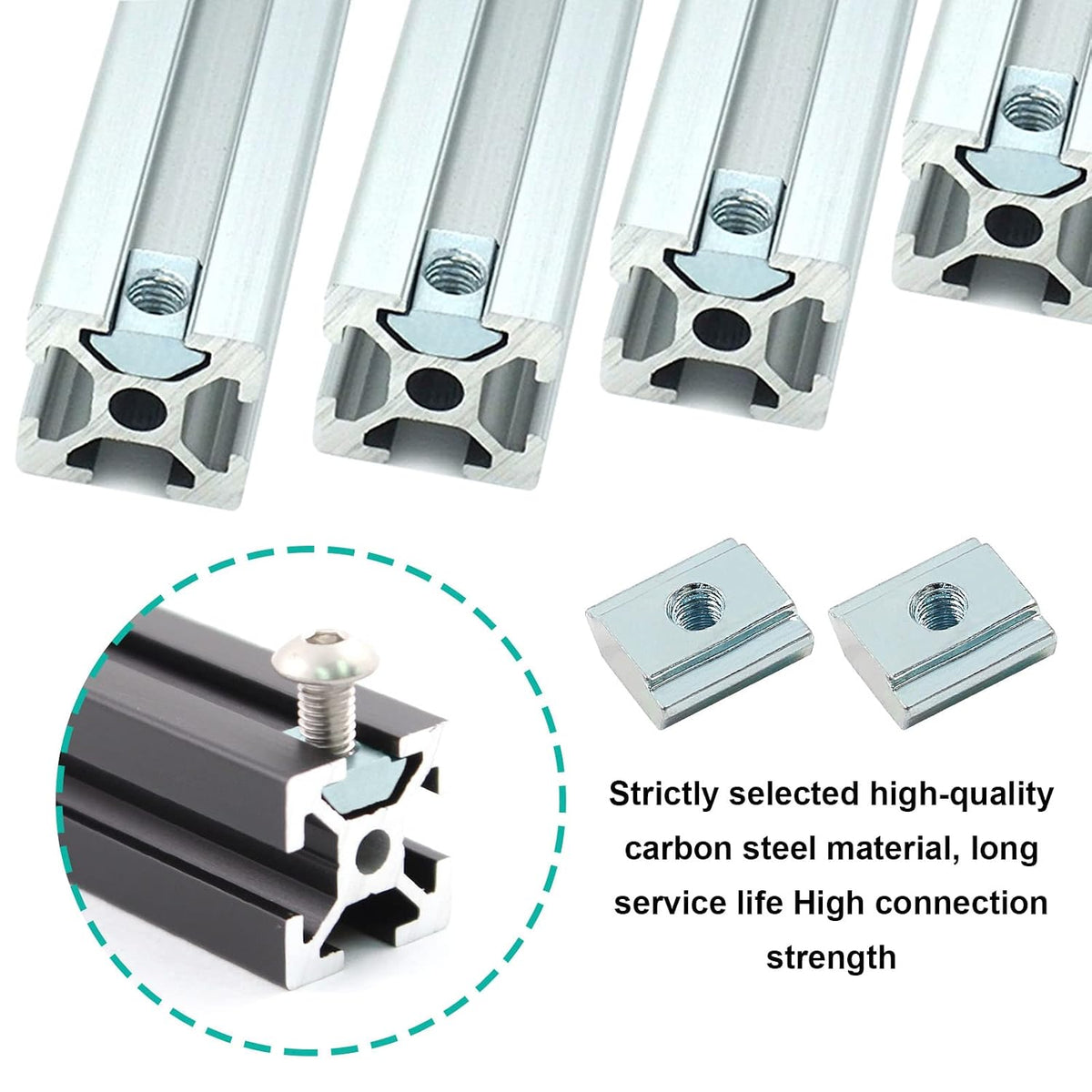 Sliding T Nuts 20 Series M3, 100Pcs, 6mm T-Slot