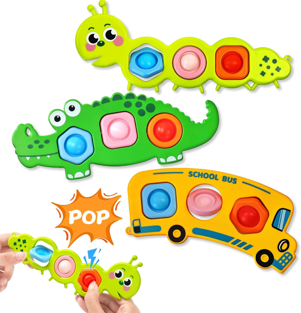 3PC Fidget Popper Sensory Toys Airplane Travel Activities for Toddlers Goodie Bags Pop It Fidget Toys for 12+ Month