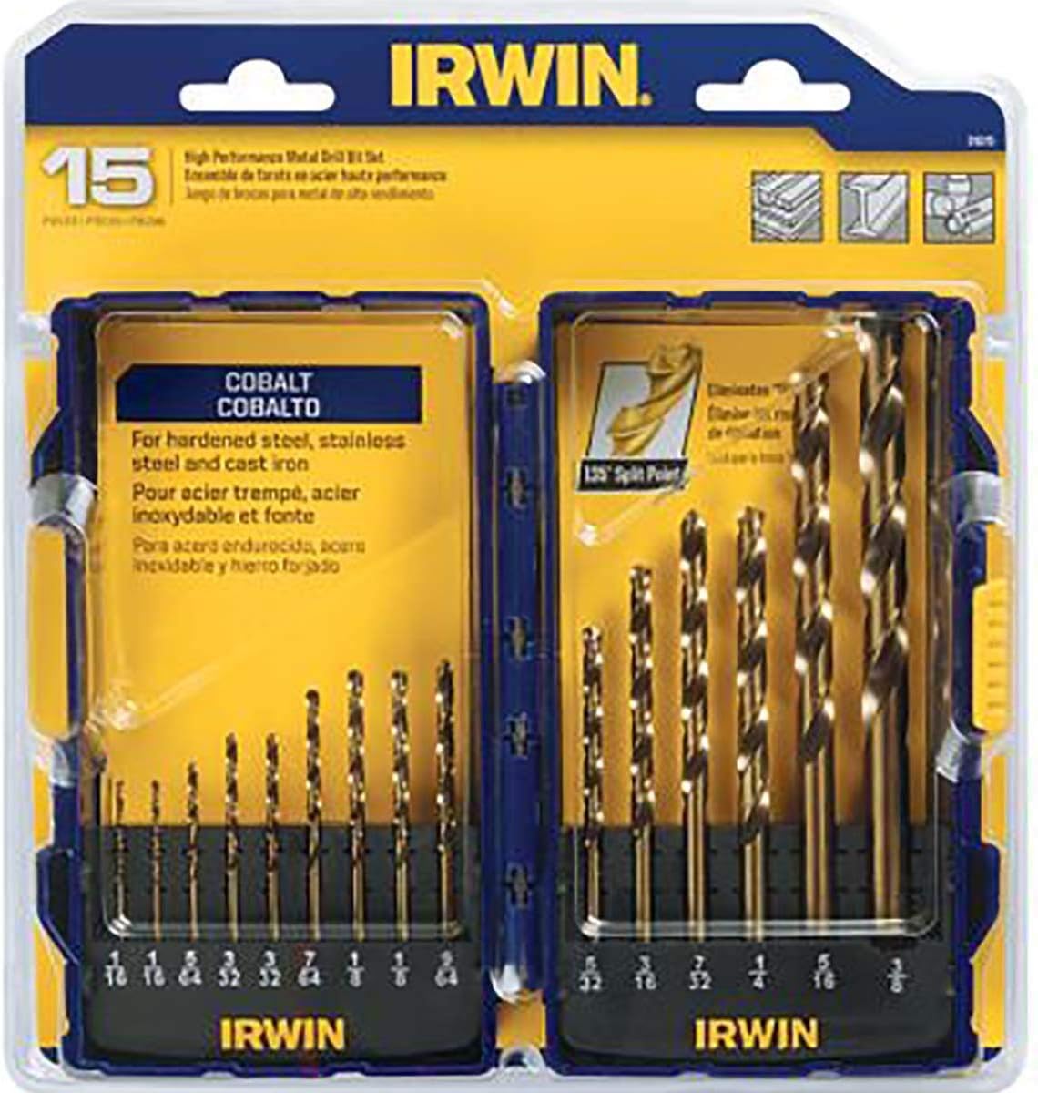 Irwin 316015 15 Piece Cobalt Drill Bits