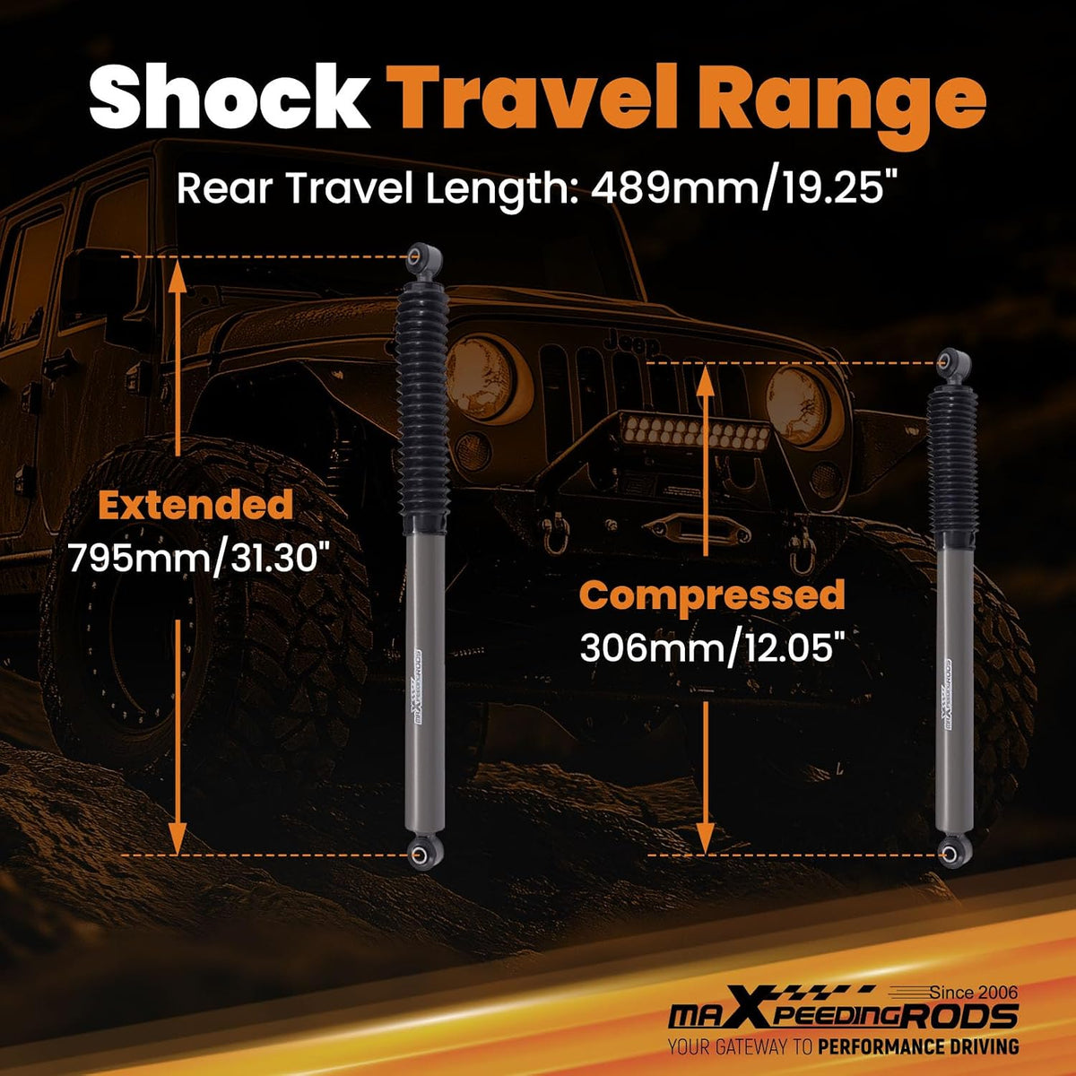 maXpeedingrods 4.5-8" Rear Shocks for Chevy Silverado/GMC Sierra 1500 07-25