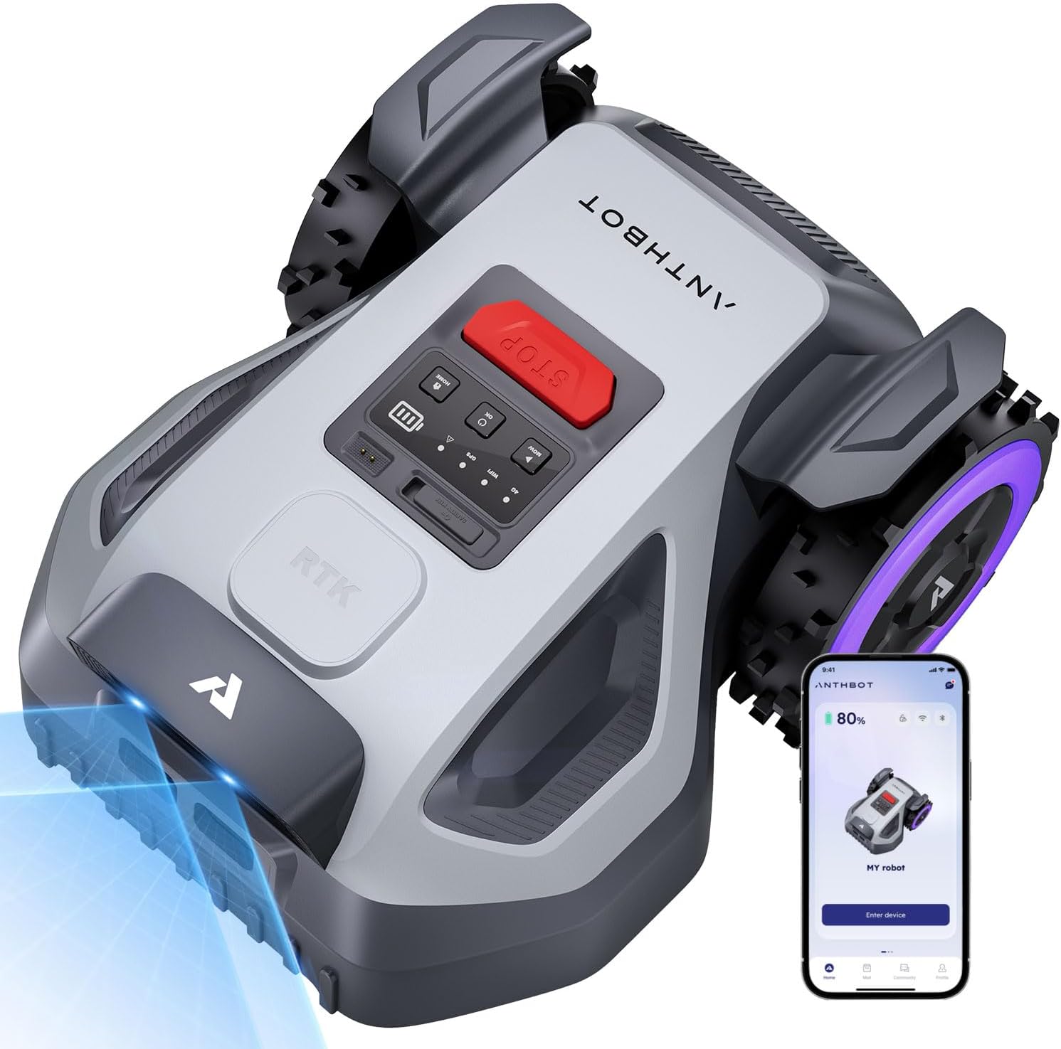 M9 Robot Lawn Mower 1/4 Acre, Dual Vision+Full-Band RTK & NRTK Robotic Lawnmower, No Perimeter Wire, App Control