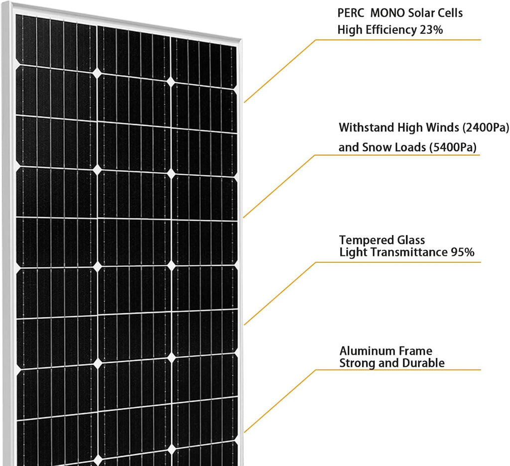 200 Watt Solar Panel Kit PERC Monocrystalline 100W Solar Panel 20A Charge Controller Extension Cable for 12V Off-Grid