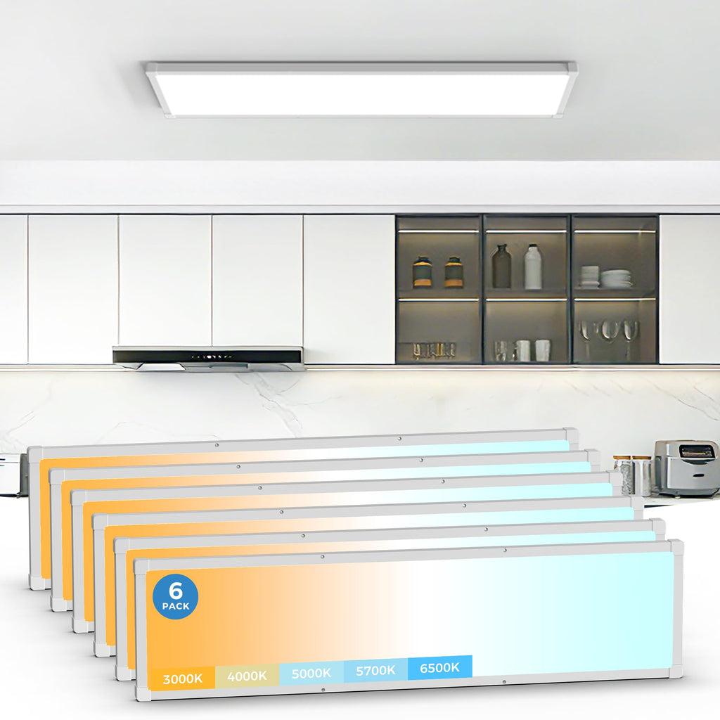 1x4 LED Flat Panel Light Surface Mount 6 Pack,5CCT Selectable,White