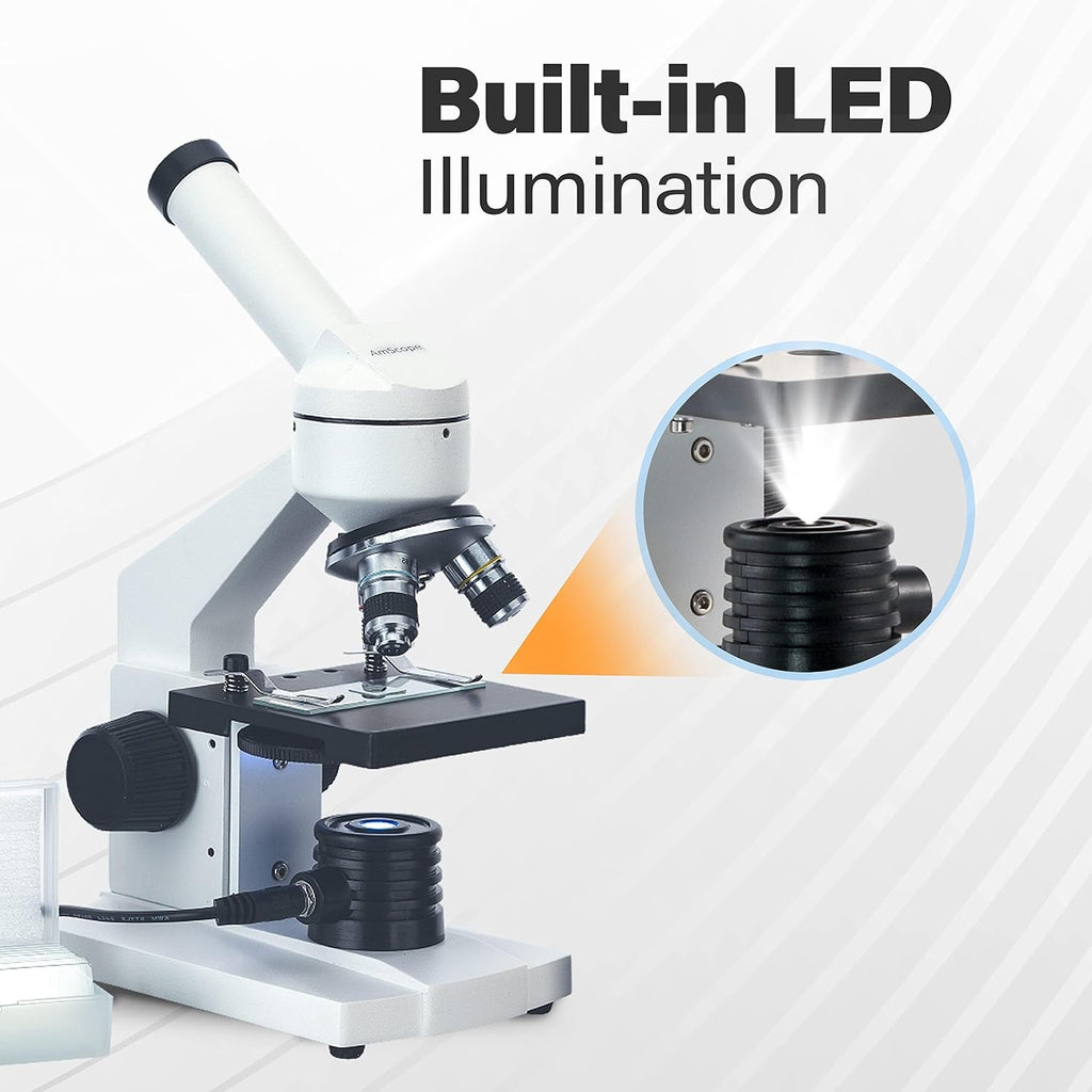 M102C-PB10 1000X Biological Compound Microscope with Prepared | 40X-1000X Magnification Range