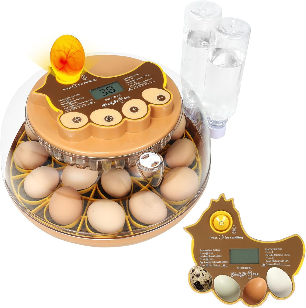 Series III-18 Egg Automatic Incubator with Smart Dual-Bottle Adaptive Humidity & Stable Temp Control, Adjustable Auto