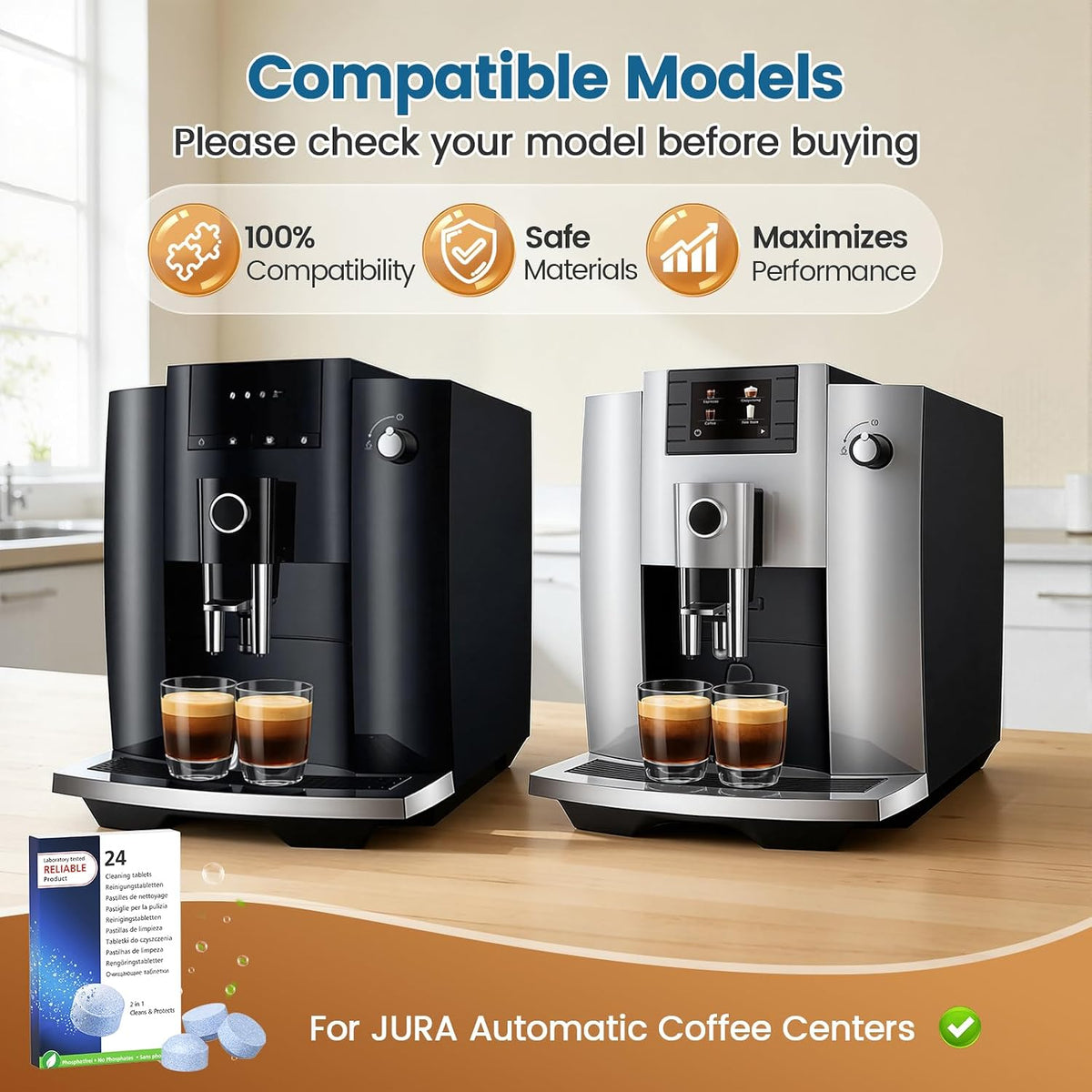 CPLIKE 64308 Coffee Machine Cleaning Tablets Compatible with Jura Machines