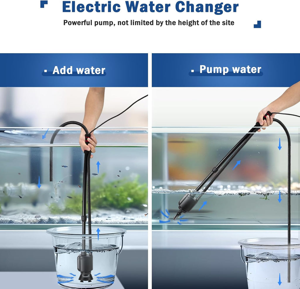 Electric Aquarium Vacuum Gravel Cleaner, 6 in 1 Automatic Fish Tank Vacuum Cleaning Tools Kit Water Changer