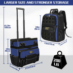 21" Rolling Tool Bag with Wheels & 18" Tool Backpack Set | Adjustable Telescoping Handle | Waterproof Tool Bag | Tool