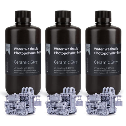 ELEGOO Water Washable 3D Printer Resin Ceramic Grey 3000g | 405nm UV Curing Photopolymer Resina for Mars Saturn