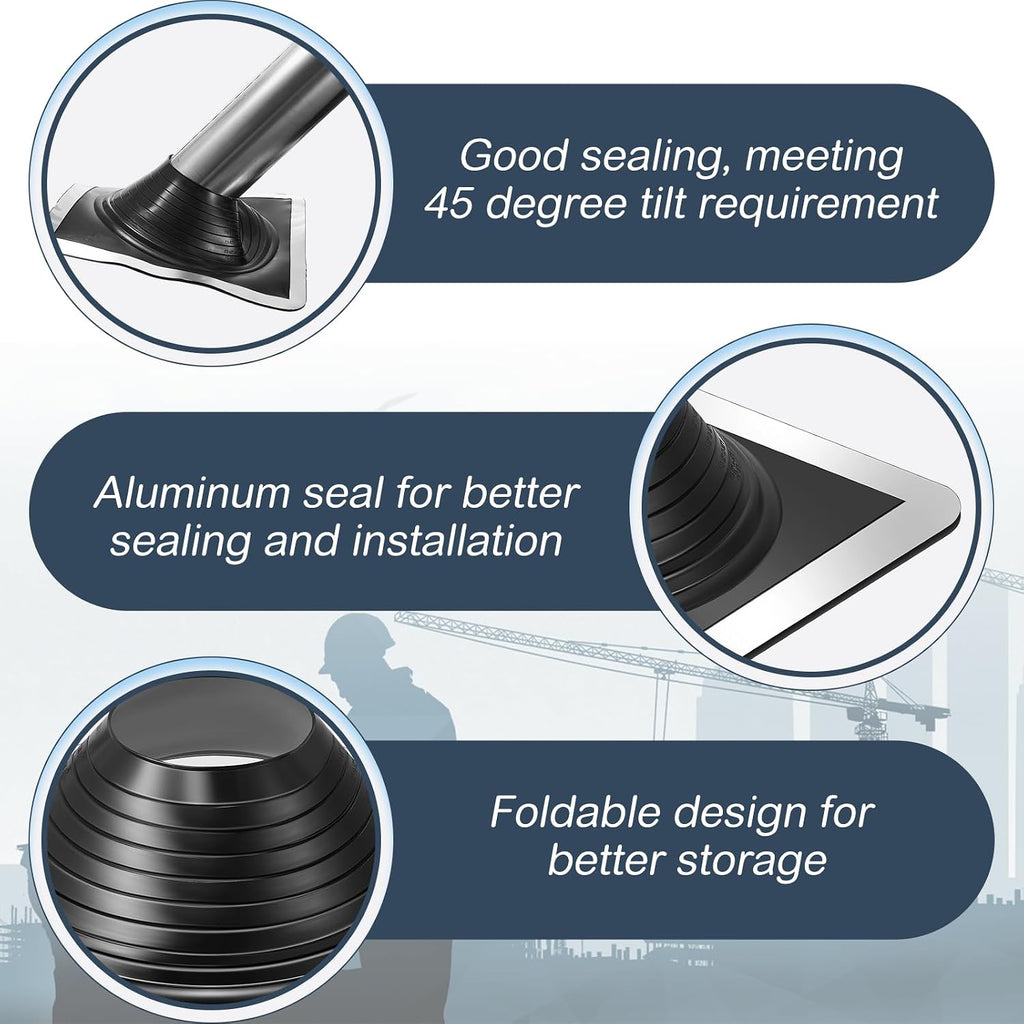 #8 Epdm Metal Roof Pipe Flashing, Fits 6-3/4" to 15'' Od Pipes, Flexible Roof Flashing with Aluminum Base, Waterproof