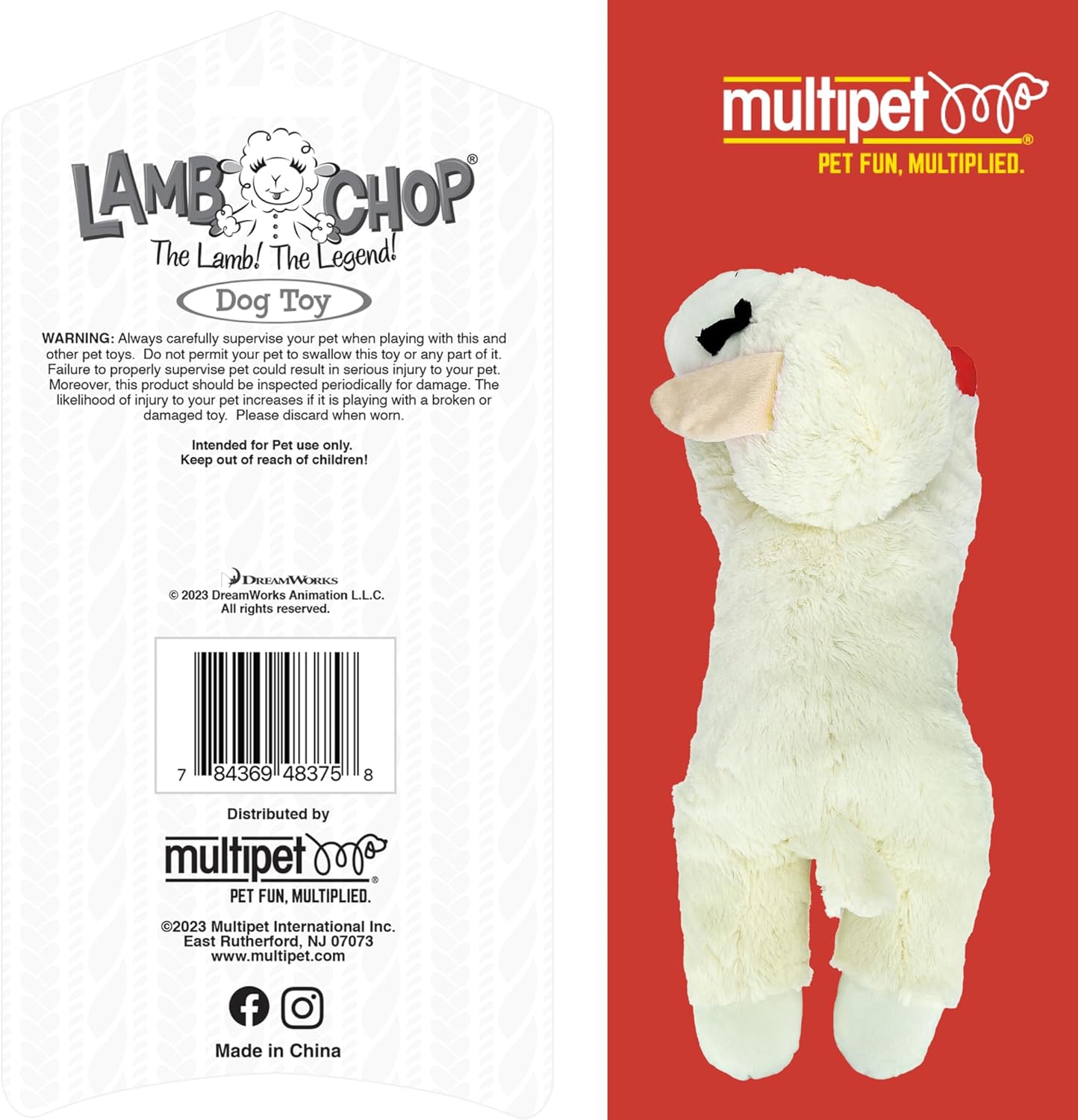 Lamb Chop Dog Plush Toy - Squeaky Toy for All Dogs - Extra Soft Plush - Stuffed Animal for Cuddling & Playing - Jumbo