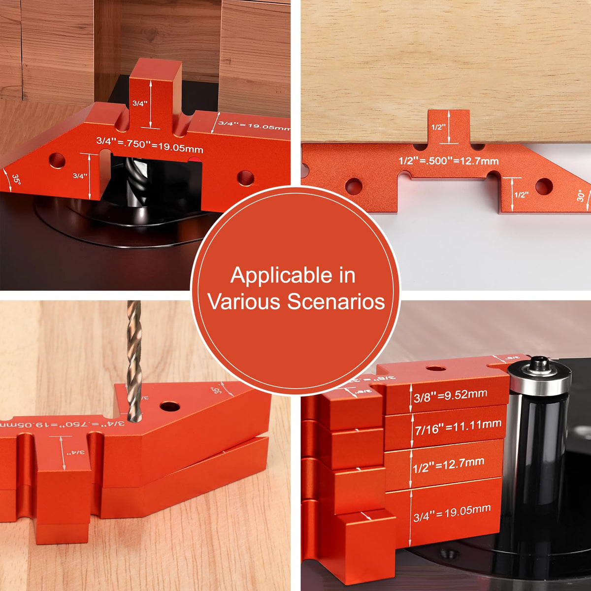 8-Piece Router Setup Bars, Precision Aluminum Positioning Blocks, for Router Table Saw Height Depth Angle Setting Measuring Tool With Storage Case (Each Setup Bars has Different Thickness)
