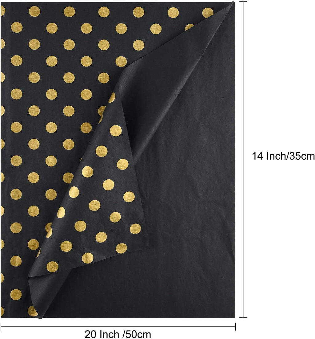 60 Pcs Gold Black Tissue Paper Bulk 3 Style Decorative Metallic Wrapping Paper for Birthday Weddings Christmas Party