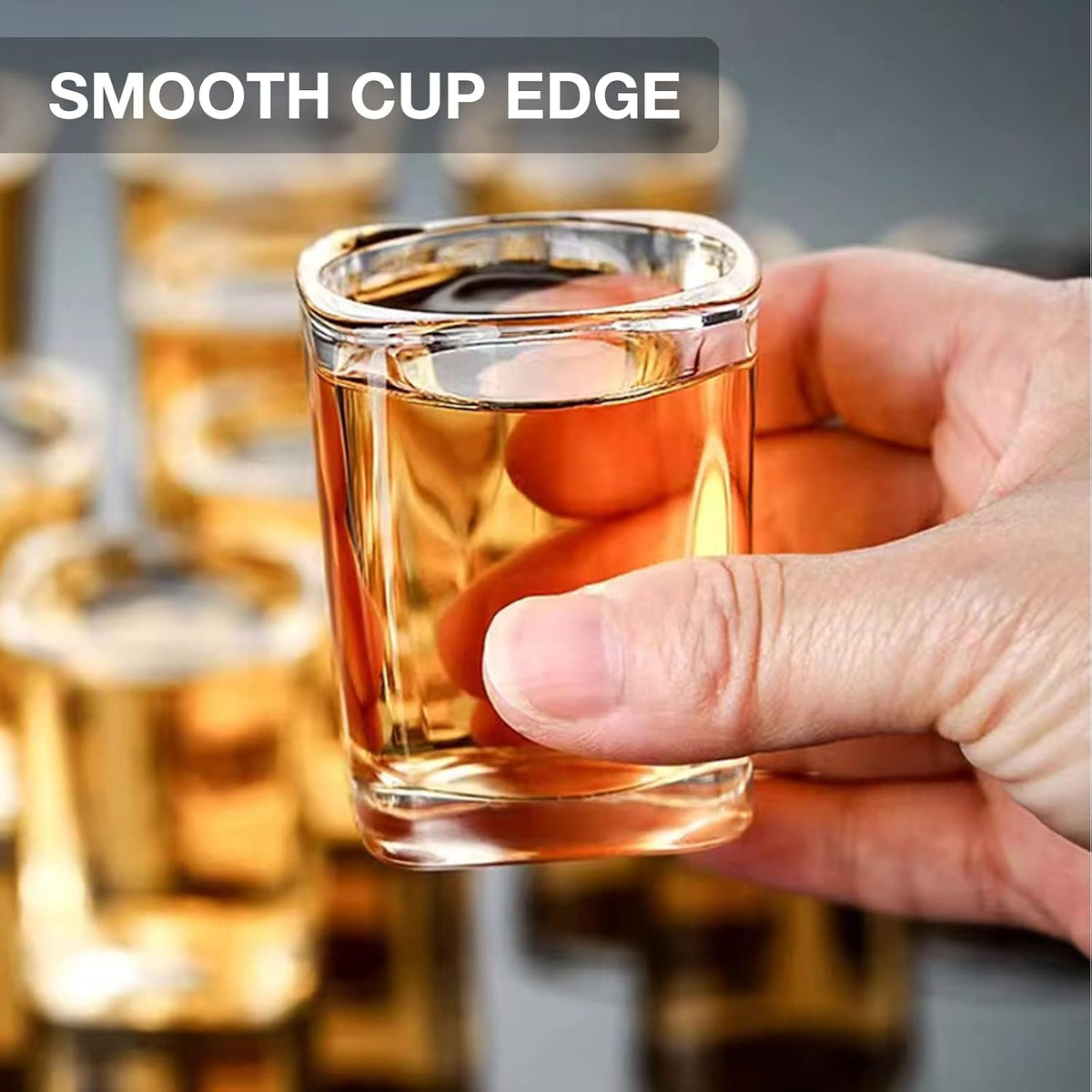 6 Pack Heavy Base Shot Glasses Set, 2.2 oz Clear Tequila Square Shot Glass Bulk, Espresso Shot Glass for Vodka