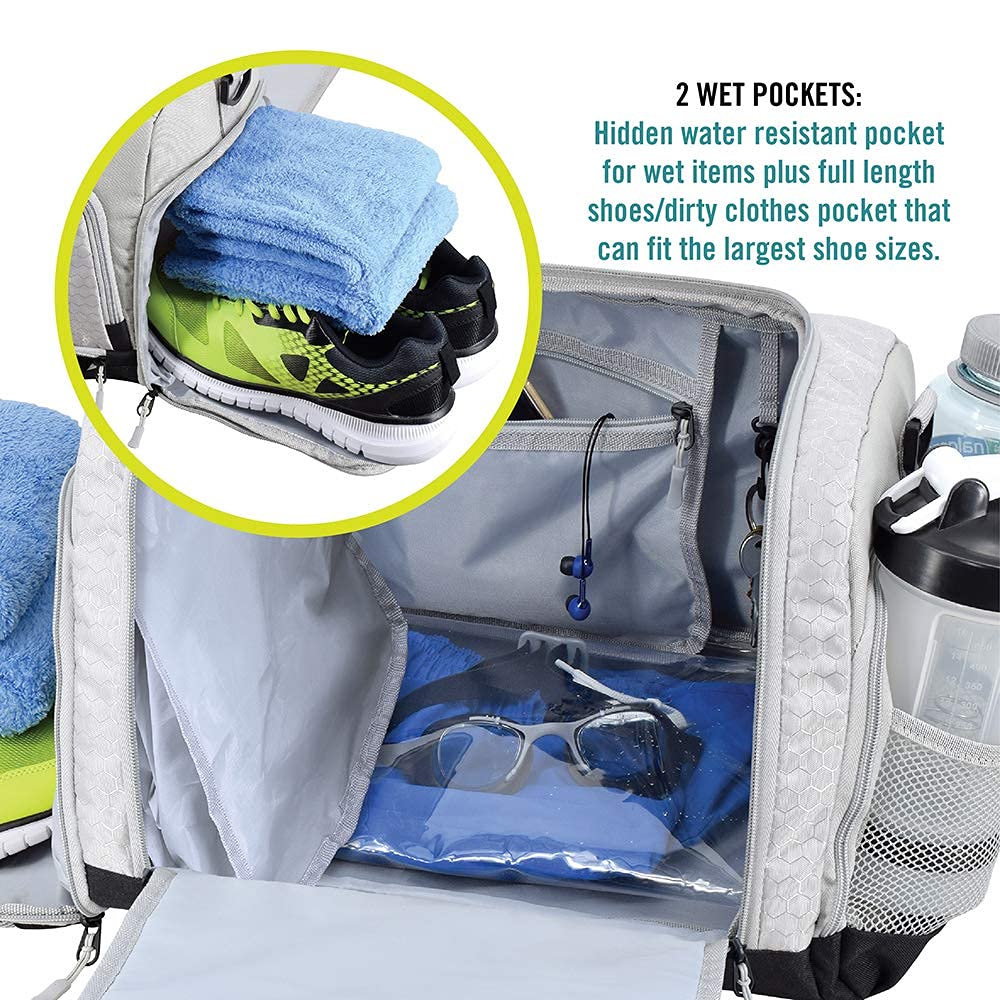Ultimate Gym Bag 2.0: The Durable Crowdsource Designed Duffel Bag with 10 Optimal Compartments Including Water