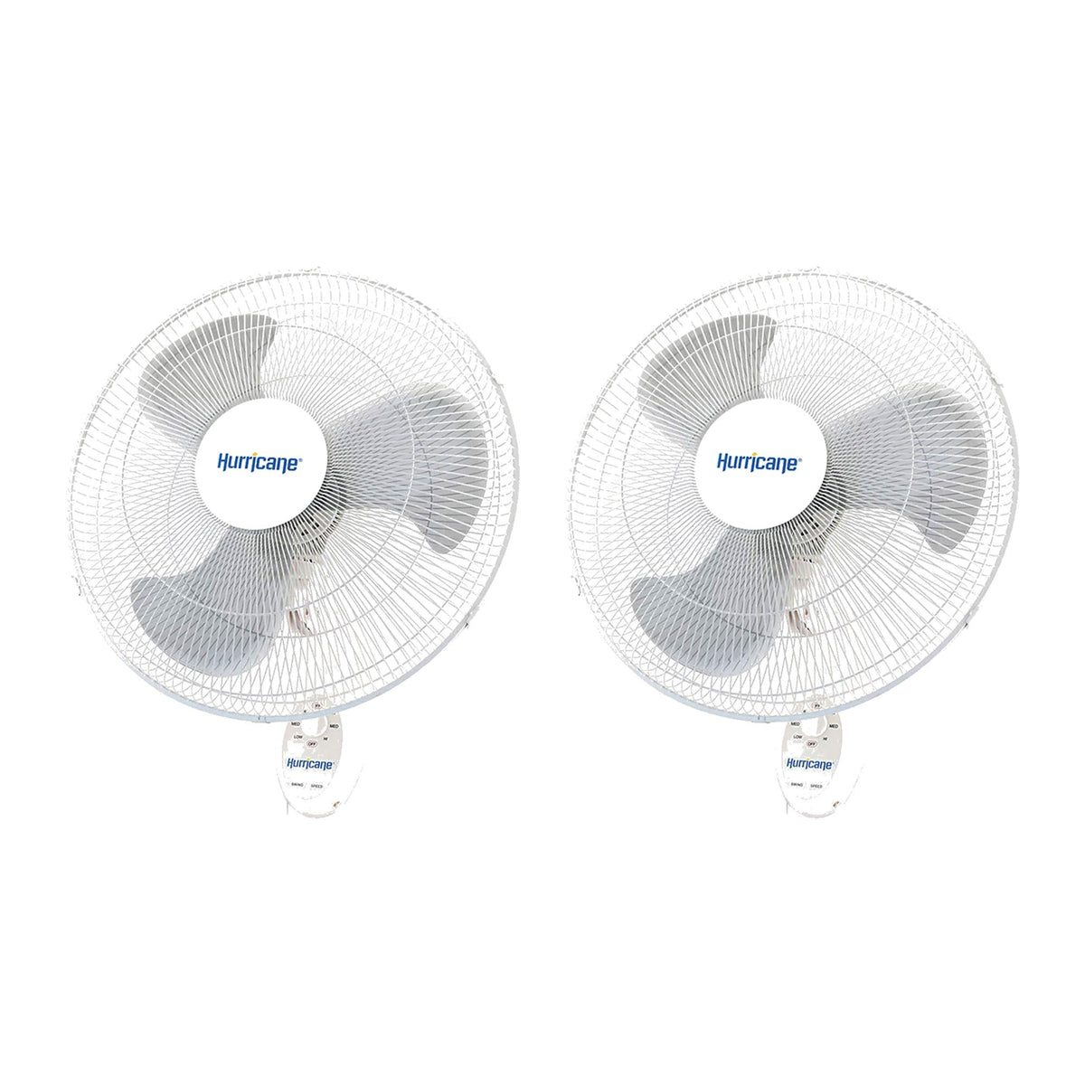 Supreme 90-Degree Oscillating Wall Fan, White, 18in, 2 Pack