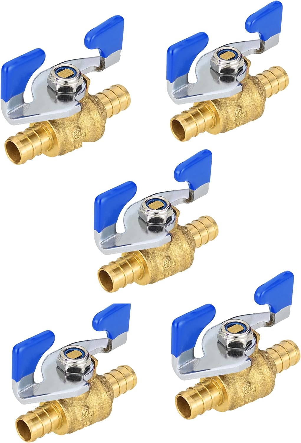 5Pcs EFIELD 3/4" Barb Crimp Pex Ball Valve,Blue Butterfly Level(VALVE169-5)
