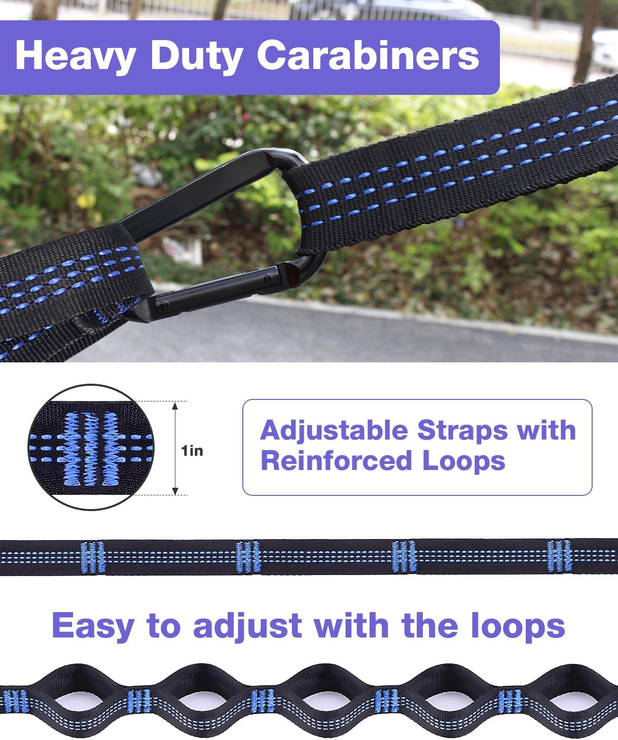 Camping Hammock, Lightweight Parachute Hammock Up to 700lbs with 2 Tree Straps and Attached Carry Bag Portable
