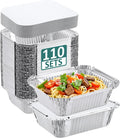 110 Pack 5x4 Disposable Small Aluminum Pans with Cardboard Lids