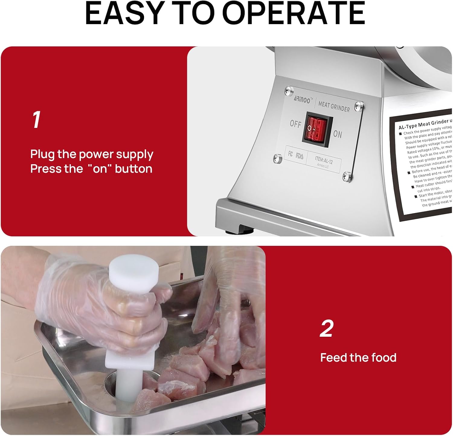 Commercial Meat Grinder #12,0.9HP Electric Meat Grinder