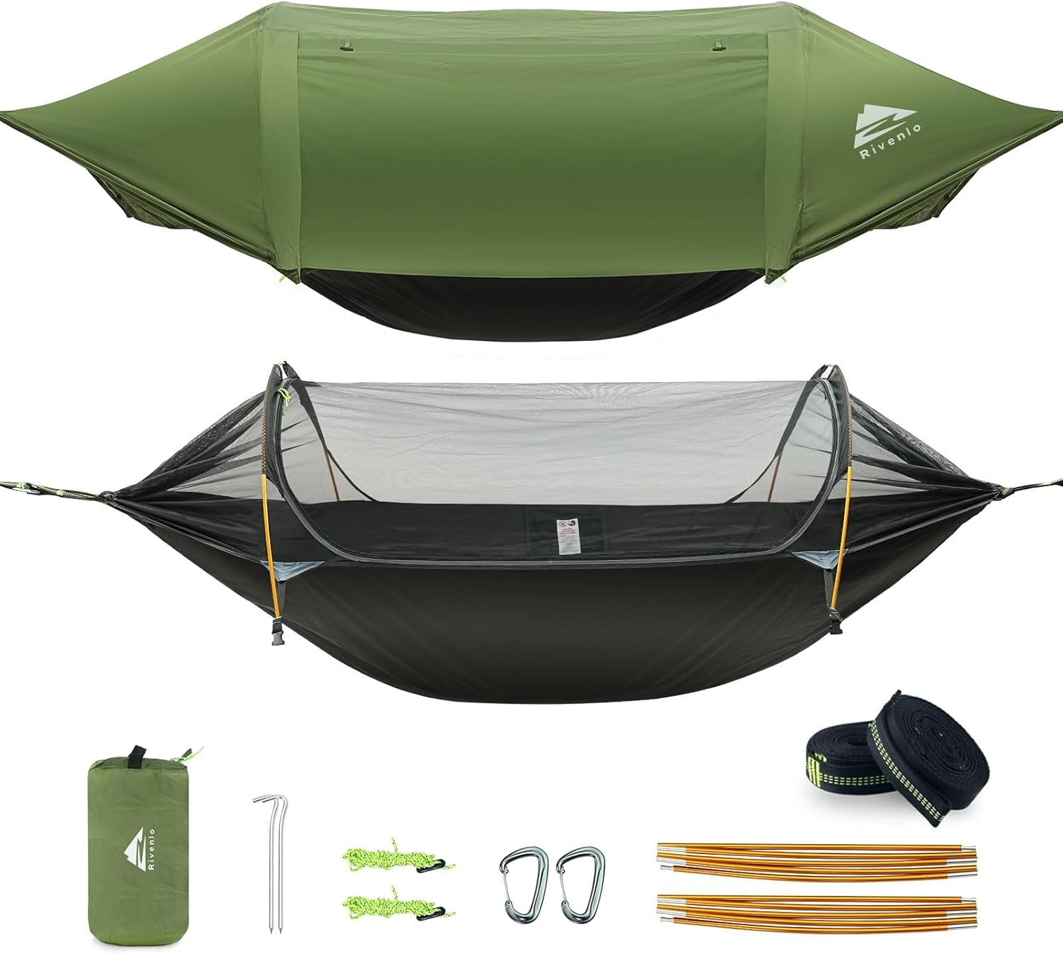 Camping Hammock Tent with Mosquito Net & RainFly, 3 in 1 Waterproof Portable Sleeping Hammock Bug Backpacker