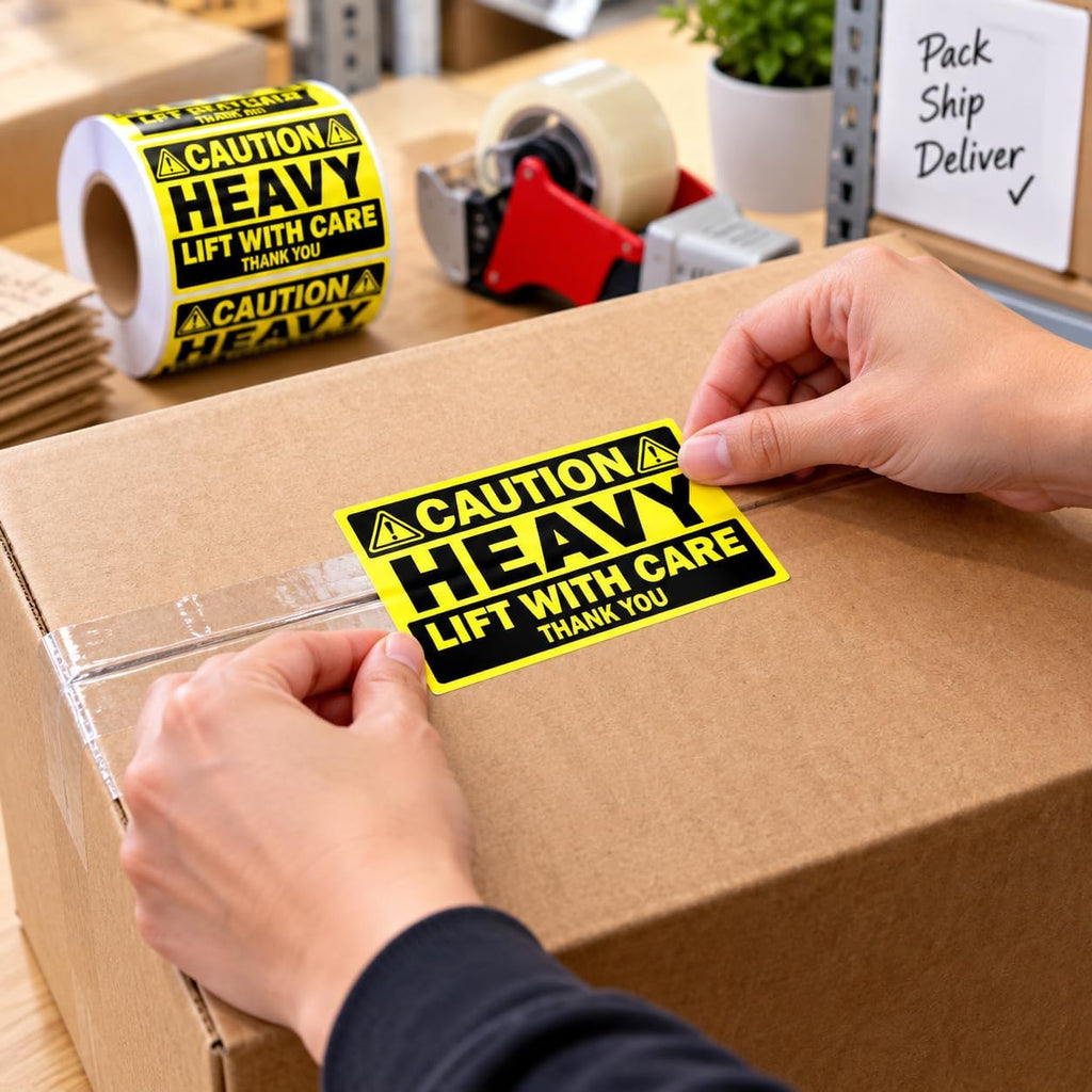 2 x 3Inch Caution Heavy Shipping Stickers,200Pcs Caution Heavy Labels