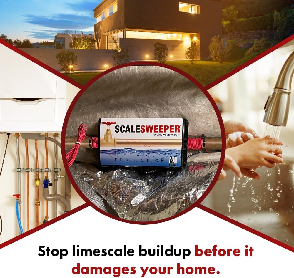 Whole House Electronic Water Descaler & Hard Water Conditioner – Salt-Free Scale Prevention, Reduces Limescale &