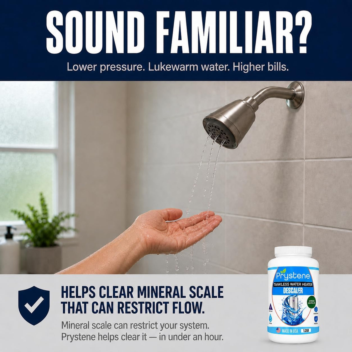 Tankless Water Heater Descaler - Professional Powder Cleaner (1.2 lbs) - Removes Limescale & Restores Efficiency