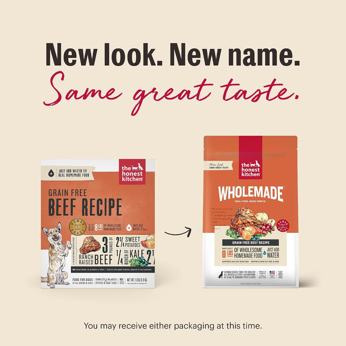 Wholemade Grain Free Beef Recipe, Human Grade Dehydrated Dog Food, Just Add Water, Supports Healthy Digestion, Skin &