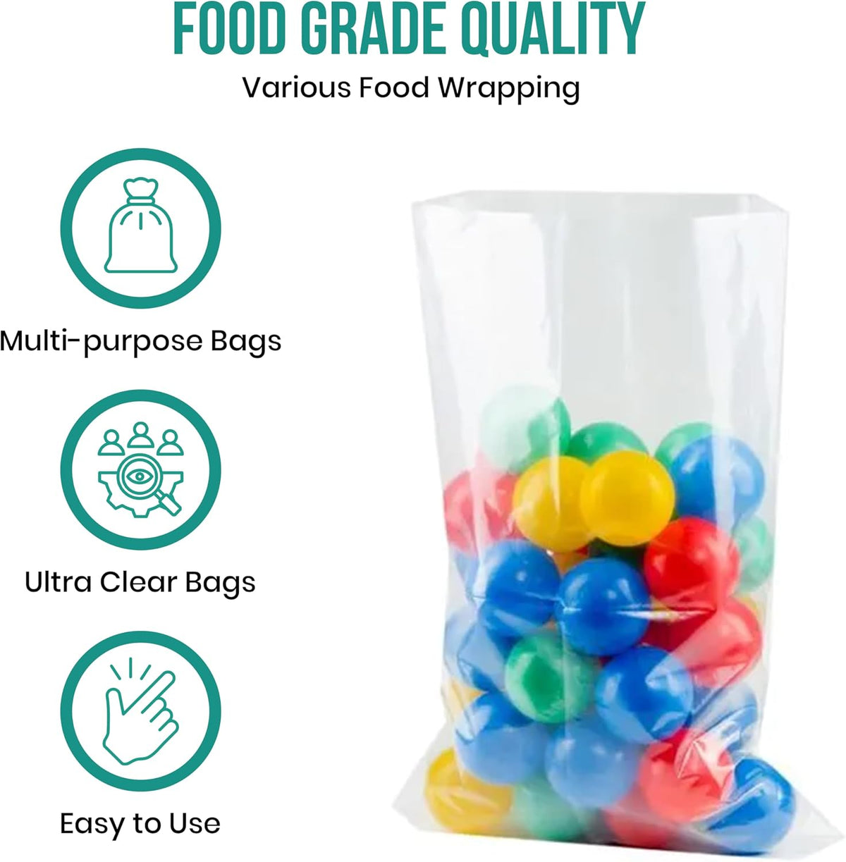 3" x 4" (100 Count) Open End Flat Top - 4-Mil Super Heavy Duty Clear Poly Bags for Packaging, Shipping, Storage &