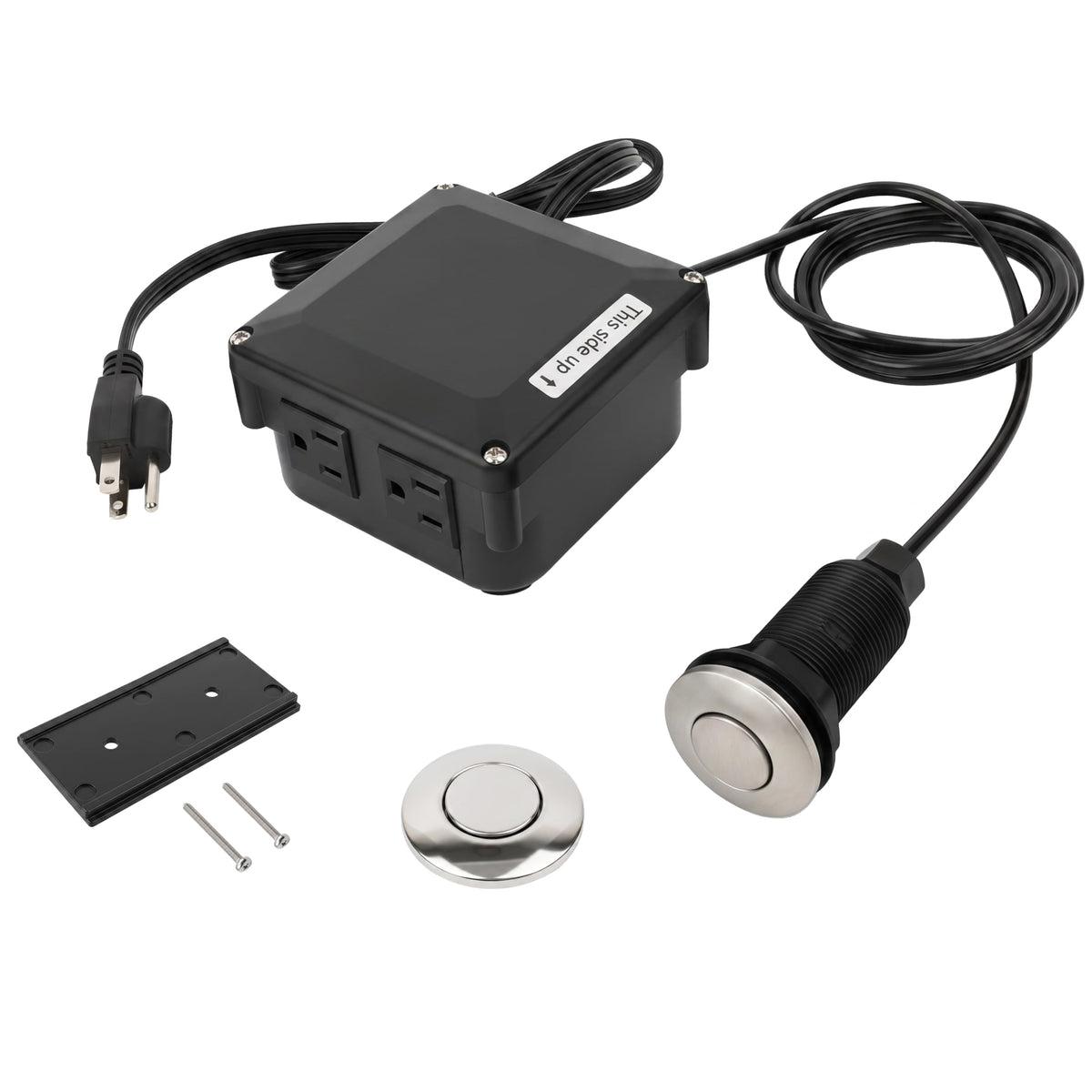 Garbage Disposal Air Switch Kit, Dual Outlet Sink Top Button Switch