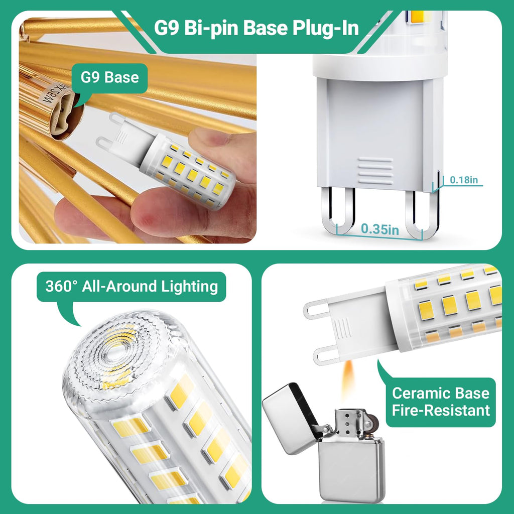 G9 LED Bulb 4W, 6000K Daylight 6 Pack, 40 Watt Eq, G9 Base, 120V
