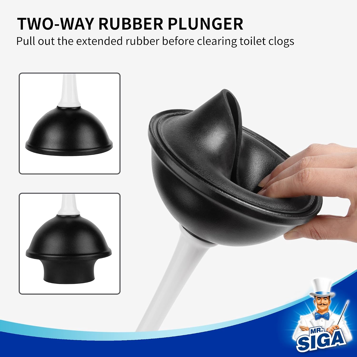 Toilet Plunger and Bowl Brush Combo for Bathroom Cleaning, White | Heavy duty toilet brush and plunger set, toilet