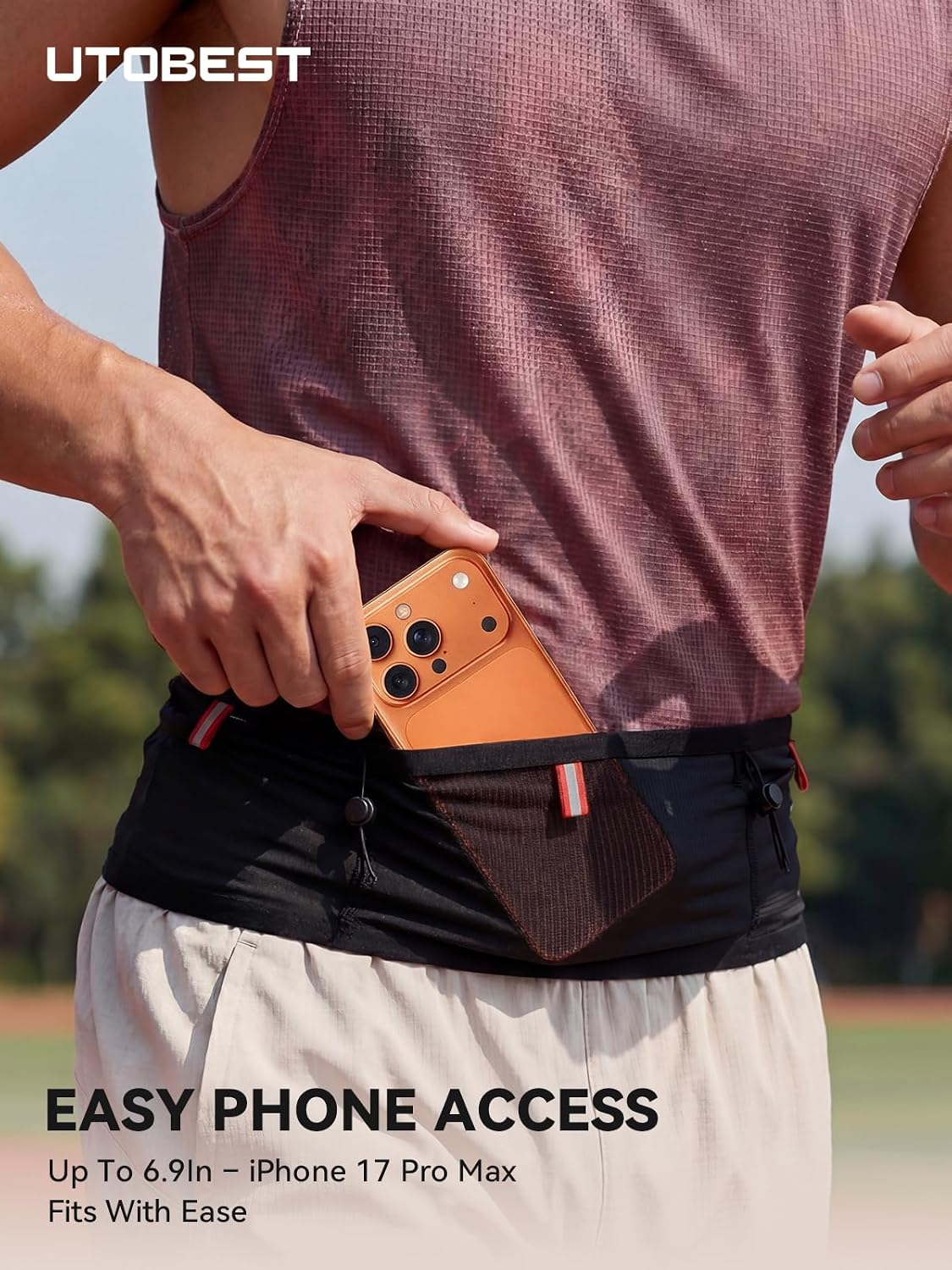 Running Belt for Men & Women, No Bounce Running Waist Pack, B7 Pro | Fits 17 pro max, Easy Phone Access, 4 Pocket