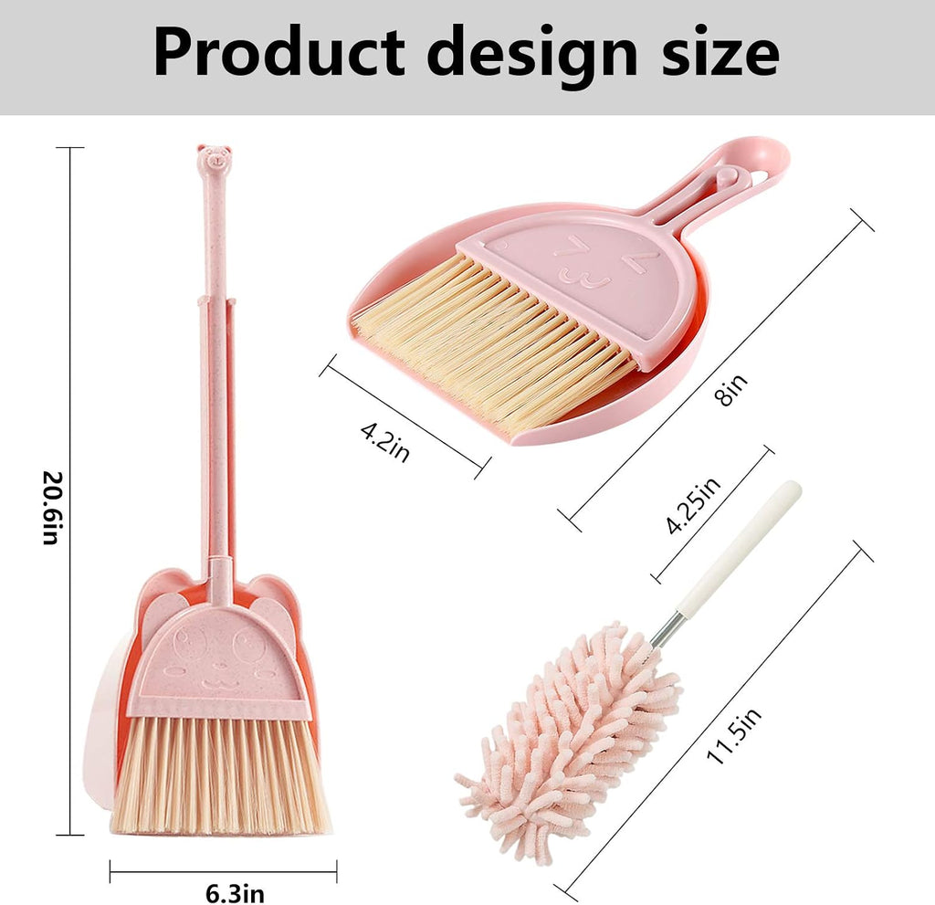 5 Pcs Mini Broom and Dustpan Set, Mini Broom with Dustpan for Home, Little Broom Dustpan Set with Extendable Duster
