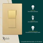 TOPGREENER 300W LED Dimmer Light Switch, Single Pole/3-Way, Gold, 1 Pack