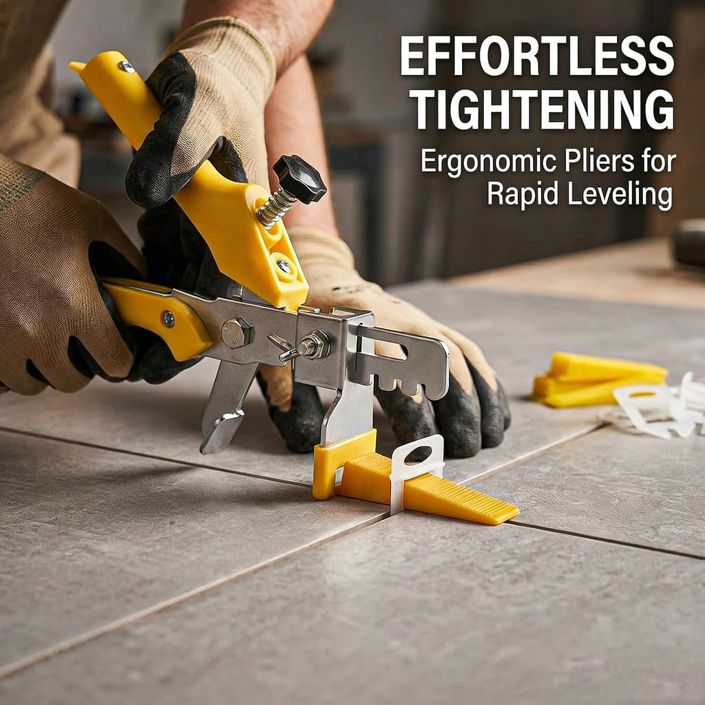 Tile Leveling System with Tile Pliers and Hammer, 600 Piece Tile Spacers 1/8 Inch Tile Clips and 200 Piece Reusable