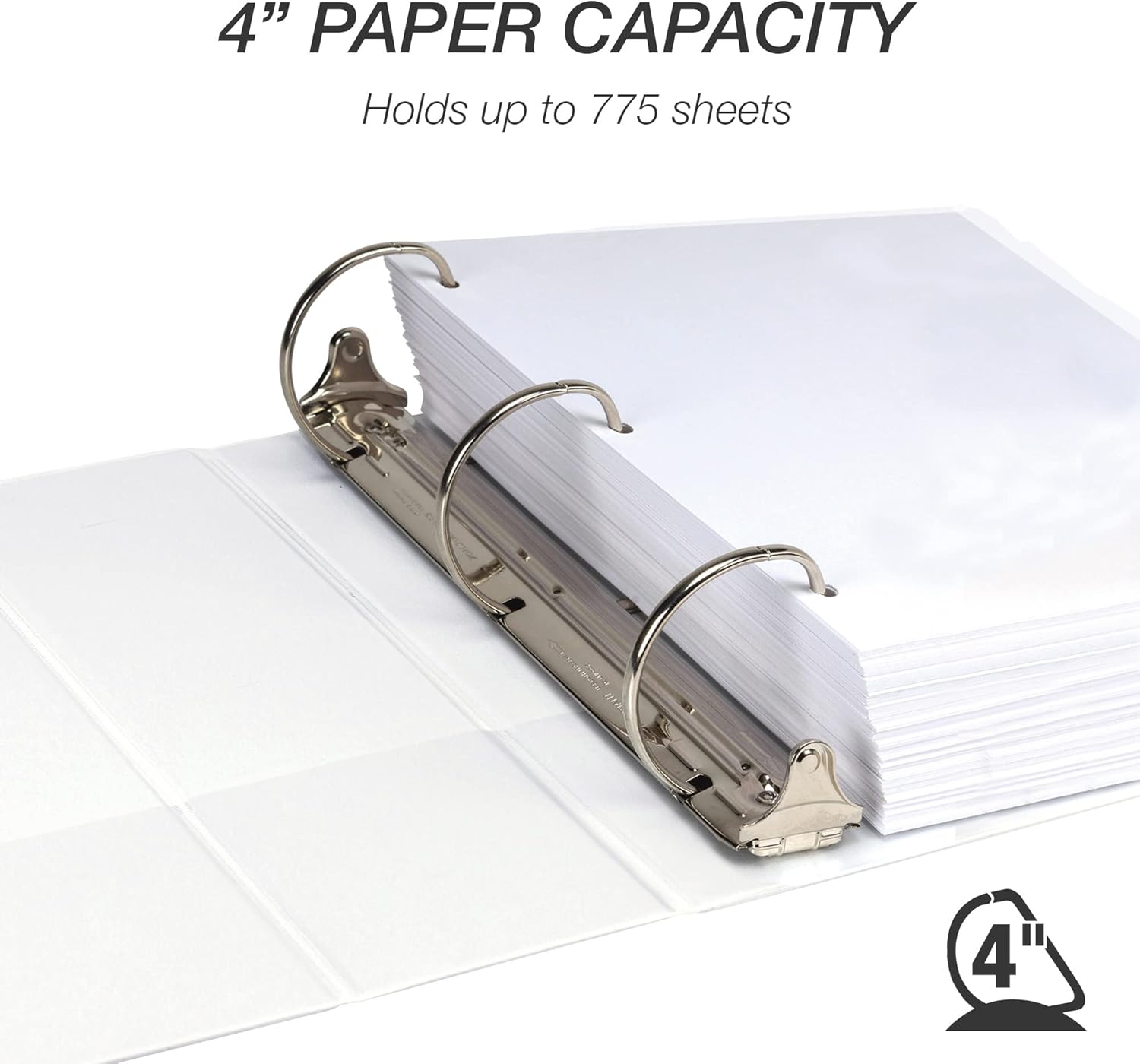 Durable 4 inch 3 Ring Binder, D Ring Binder, 100% Recycled Chipboard, White, 2 Pack